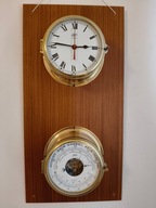 Piękna stacja pogodowa zegar okrętowy kwarcowy, barometr termometr Schatz