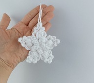 Zawieszka szydełkowa śnieżynka 3D duża na choinkę Handmade