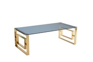 ŁAWA STOLIK KAWOWY glamour ZŁOTY CHROM SZKŁO złota