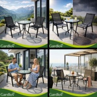 ZESTAW MEBLI OGRODOWYCH METAL CZARNY 2 OSOBY KOMPLET KAWOWY NA OGRÓD TARAS