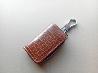 BRELOK ETUI NA KLUCZYKI SKÓRA NOWOCZESNY DESIGN BRĄZ