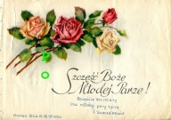 Telegram ślubny Poznań 1949r. Kolorowe róże