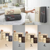 ZESTAW 2 RĘCZNIKÓW Z HAFTEM DLA BABCI I DZIADKA 70X140 CM 100% BAWEŁNA