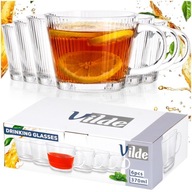 6x Szklanki DO KAWY HERBATY picia napojów ryflowane zestaw szklanek 370 ml