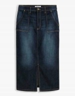 Okazja !_NOWA granat WYSMUKLAJACA spódnica jeans J.BANER_baweł+lycra 50/52