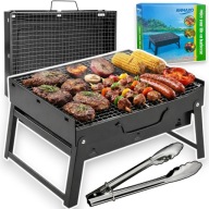 GRILL MANGAL TURYSTYCZNY WĘGLOWY SKŁADANY PRZENOŚNY WALIZKA + SZCZYPCE BBQ