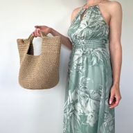 Sauvage Jute Muse - dwustronna torebka jutowa boho, ręcznie szydełkowana.