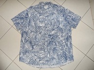 LEN NOWA BIAŁA NIEBIESKA LNIANA KOSZULA r XXXL 49