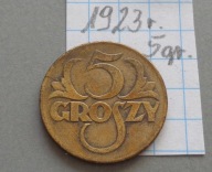 5 groszy z 1923 roku , II RP , ŁADNE