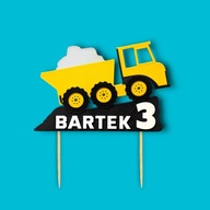 Topper na tort MEGA CIĘŻARÓWKA WYWROTKA. WYBIERZ IMIE I WIEK. NA URODZINY