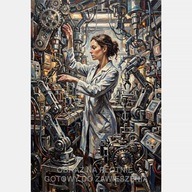 Kobieta pracująca nad produkcją maszyn obraz olejny na płótnie 58x85 doktor