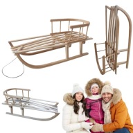 DUŻE SANKI DREWNIANE Z OPARCIEM DLA DZIECI DLA MŁODZIEŻY POLSKIE TRADYCYJNE