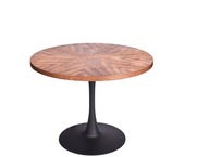 Stół okrągły czarny MDF naturalna okleina dąb 100cm