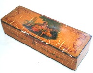 STARA DREWNIANA SZKATUŁKA NAPOLEON III SCENKA DWORSKA 31,5 x 10,8 x 7,2