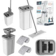 MOP PŁASKI Z WIADREM 5,7L, DWUKOMOROWY X2 MIKROFIBRA TELESKOPOWY KIJ TEESA