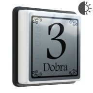 Stylowy PODŚWIETLANY numer domu LED czujnik zmierzchu dom tabliczka dekor A