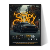 Dodge Challenger "Story" Plakat/Obraz w Ramce 40x30cm Prezent dla faceta