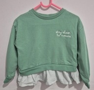 Cool Club zielona bluza/sweter z białą falbanką dla dziewczynki 104 4 lata