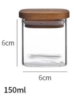 Pojemnik szklany 150 ml z pokrywką drewnianą na przyprawy