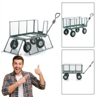 WÓZEK OGRODOWY TRANSPORTOWY TACZKA HIGHER 450KG KOŁA SKŁADANY DUŻY WYWROTKA