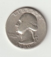 USA 25 centow 1940 srebro 0.900 ladny stan