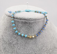 72641 Bransoletka złota stal chirurgiczna kolorowe koraliki sznurek