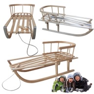 SANKI DREWNIANE Z OPARCIEM SZNUREK DLA DZIECI DOROSŁYCH SOLIDNE DUŻE