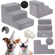 SCHODY DLA PSA SCHODKI DO LOZKA DO SAMOCHODU SZARE SZTRUKS ELEGANCKIE 30CM