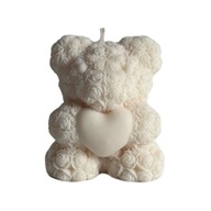 Świeca sojowa dekoracyjna Miś mały biały – ręcznie robiona | Nuvia Soy