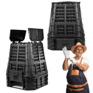 KOMPOSTOWNIK OGRODOWY DUŻY CZARNY 740L ZBIORNIK POJEMNIK NA TRAWE