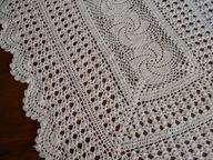 DUŻA BAWEŁNA SZYDEŁKO SERWETA OBRUSIK JASNY BEŻ IDEAŁ 78 x 48