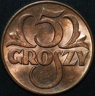 5 groszy 1939 - menniczy egzemplarz kolor RD