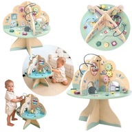 STOLIK EDUKACYJNY DLA DZIECI NIEMOWLĄT WIELOFUNKCYJNY DREWNIANY ZABAWKA