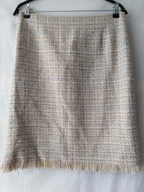 Spódnica "szanelka" w beżowo niebieską kratkę - M/L