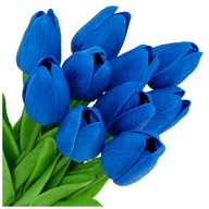 TULIPANY NIEBIESKIE KWIATY SILIKONOWE JAK ŻYWE DO WAZONU NA DZIEŃ MAMY