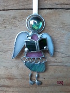 Aniołek z książką, witraż Tiffany’ego nr 18, zawieszka, IDEALNY PREZENT.