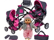 WÓZEK DLA LALEK NOSIDŁO TORBA POŚCIEL+BOBAS ŚPIEWA DLA DZIECI ZABAWKA NOWE