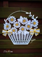 szydełkowy koszyczek z kwiatami 33x35cm /dekoracja okienna-rękodzieło Juka