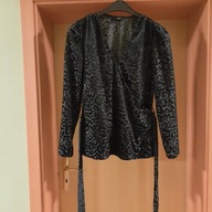 Tunika 14/42 NEXT czarna aksamit taliowana