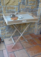 Stolik taca drewniany dębowy stylowy bielony