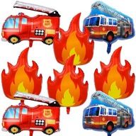 Balony Foliowe Balon Wóz Strażacki 2 rodzaje Straż Płomienie Urodziny 8 szt