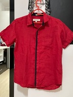 J Koszula Anationz wyrazista czerwień 100% len lampas kieszeń duże S