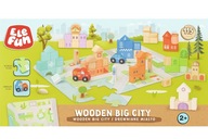 KLOCKI DREWNIANE MIASTO 115 elementów ZESTAW KLOCKÓW elefun W63585 2+