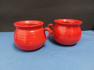 2 ceramiczne naczynia z uchem osłonki na doniczkę