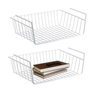 2 Sztuki Kosz podwieszany pod półkę organizer metalowy XL 40cm koszyk BIAŁY