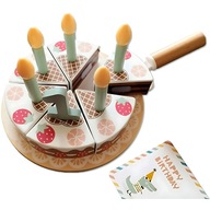 DREWNIANY TORT URODZINOWY DO KROJENIA NA RZEPY ŚWIECZKI CYFRY TOOKY TOY