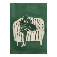 "Bliskość w Zieleni" - Kobiecy Minimalistyczny Plakat Dekoracyjny