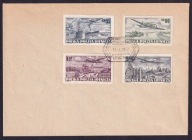 1952 Wydanie lotnicze Fi 590-93 A cięte FDC