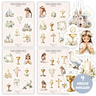 NAKLEJKI KOMUNIJNE DO KSIĘGI GOŚCI PIERWSZA KOMUNIA ŚWIĘTA SAMOPRZYLEPNE