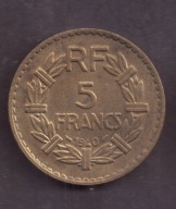Francja - 5 Frank 1940 rok